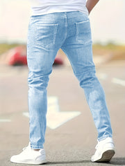 Trendy And Stylish American Men'S Slim-Fit Ripped Jeans with a Cool And Handsome Look