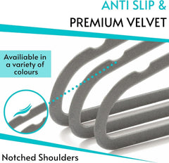 40pcs Red Velvet Hangers for clothes - Premium Non-Slip Space Saving Clothes Hangers With Tie Bar, Notched Shoulder, 360° Swivel Hook, Sturdy For Heavier Garments 45 x 24 Cm