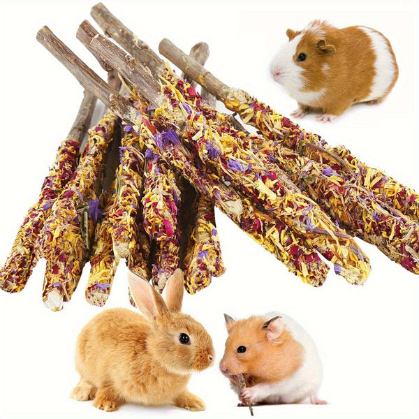 Rabbit Apple Wooden Sticks, Natural Rabbit Chew Toys, Small Animal Wooden Teething, Small Pet Cage Flower Decoration, Hamster, Chinchilla Squirrel Rabbit Guinea Pig Small Pet Apple Chew Stick