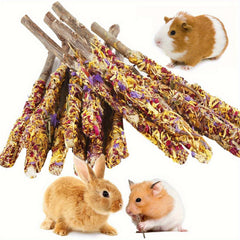Rabbit Apple Wooden Sticks, Natural Rabbit Chew Toys, Small Animal Wooden Teething, Small Pet Cage Flower Decoration, Hamster, Chinchilla Squirrel Rabbit Guinea Pig Small Pet Apple Chew Stick