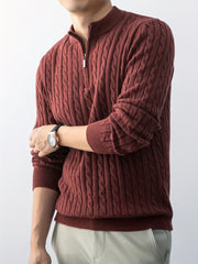 Christmas Gift for Men, New Twist Zipper Collar Pullover Sweater, Autumn And Winter Style, with Velvet, Thickened, Warm And Cold-Resistant, Can Be Worn Inside Or Outside, Casual And Versatile Essential, Knit