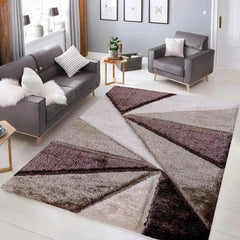 Luxury Soft Shaggy Area Rug – Modern Non-Shedding Geometric Triangles Design, High-Pile Plush Living Room Carpets, Large Thick Rug for Bedroom, Kitchen, Lounge & Home Décor – Contemporary Floor Rug & Mats