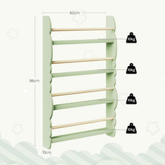 1pc Bookshelf Ledge | Book Organizer with Bookshelves, Pine E1 MDF, Green, Cubby Shelf, Freestanding, Suitable for Various Room Types