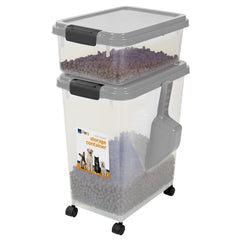 Taylor & Brown 3-Piece 50L Airtight Pet Food Storage Container Combo with Scoop and Treat Box for Dog Cat and Bird Food, Keep Pests Out, Translucent Body, Easy Mobility