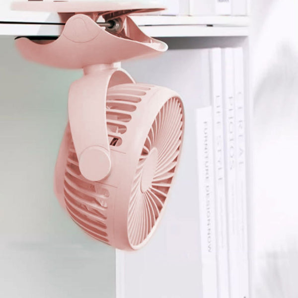 Mini USB Rechargeable Clip Fan, 4-Speed Quiet Fan, 360° Adjustable Fan, Pink Portable Fan, Removable & Cleanable, Clip-On Design Fan, 19.5x13x13cm