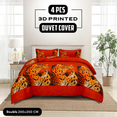 4pcs Printed Duvet Cover Set, Soft Comfortable Multi-design Printed Bedding Set, For Bedroom, Guest Room (1 Fitted sheet + 2 Pillowcases + Without Core) Trendy Design, Soft Fabric, Brushed Material, Lightweight