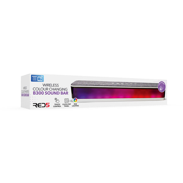 RED5 Rechargeable BT Wireless Light Up Sound Bar RGB LED Colour Changing Speaker