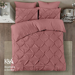 K&A® Pintuck Pinch Pleat Duvet Cover Set with Zipper Closure including Pillowcase – Ultrasoft Brushed Microfiber – Easy Care & Machine Washable