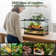 Glass Reptile Terrarium Insect Breeding Tank Vivarium Habitats for Lizards, Horned Frogs, Snakes, Spiders Reptile Glass Terrarium Tank Amphibians Box (Horizontal)