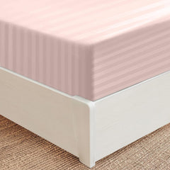 fORZA TEXTILES Luxury Stripe Fitted Sheet Soft Satin Stripe Bed Sheet with Deep Pocket Design, Strong Elasticated Corners for Secure Fit, Wrinkle Resistant and Breathable Fabric, Hotel Quality Bedding for Single Double King Super King, Multiple Colours Av