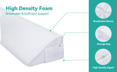 Full/Queen Size Bed Wedge Mattress Gap Filler Headboard Pillow to Fill the Gap Between Headboard and Mattress Supportive Foam Wedge with Washable Cover and Side Pocket