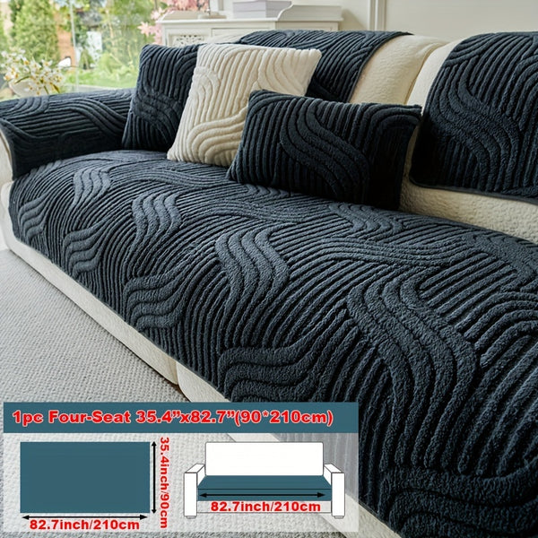 1pc Plush Non-Slip Sofa Cover, Modern Luxury, Pet-Friendly, Breathable, Fashionable Home Decor