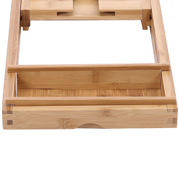 Multi-purpose Bathtub Tray, Expandable Bathtub Stand, Bamboo Wood, Multi-compartment Card Slot, Flat Towel Toiletries Shelf, for Home Hotel, Natural Color, 75-109x23x4.5cm