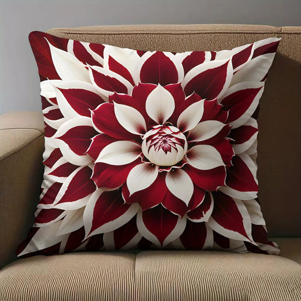 2pcs Red and White Floral Pillow Cover, Made of Soft Polyester Material, 18x18 Inches Double-sided Printing, Modern Art Style, Machine Washable Zipper Closure, Suitable for Living Room and Bedroom Decoration (excluding Inner Core)