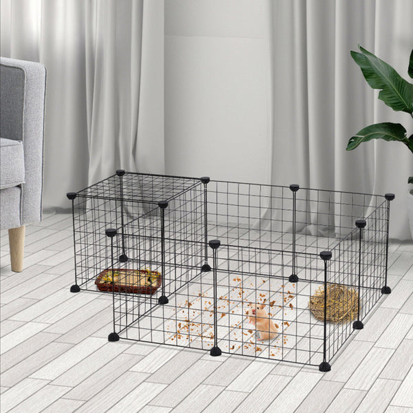 Pet Playpen Metal Wire Fence 12 Panel Enclosure Indoor Outdoor Guinea Pig Rabbit Small Animals Cage, Dog Playpen, Cat Playpen, Small Animal Playpen, Pet Playpen, Dog Fence for Puppy, Rabbit, Kitten, Hamster, Guinea Pig, Turtle, Hedgehog, 24 Plastic Buckle