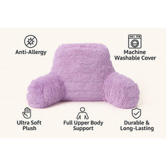 Teddy Fleece Reading Pillow with Arms Soft Backrest Support Cushion 65x40cm for Bed and Sofa in 4 Colours