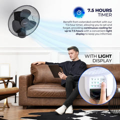 Schallen 16 Inch Wall Mounted Fan with Remote Control, Oscillating Cooling Fan 40cm, 3 Speed Settings, Timer Function, Quiet Wall Fan for Bedroom, Office, Kitchen, Garage, Home Cooling Fan UK, Adjustable Tilt Air Circulator, Energy Efficient Wall Fan Whit