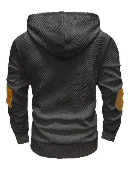 Men's Casual Fashion Set: Knitted Jacquard Hoodie and Sweatpants 2pcs Set