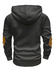 Men's Casual Fashion Set: Knitted Jacquard Hoodie and Sweatpants 2pcs Set