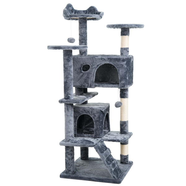 138 cm Cat Tree Tower – Multi-Level Cats Activity Centre with Scratching Posts, Condos, Ladder & Platforms – Indoor Cat Climbing House for Play, Rest & Fun