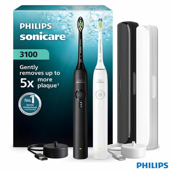 Philips Sonicare 3100 Duo Pack Electric Toothbrush , Black & White