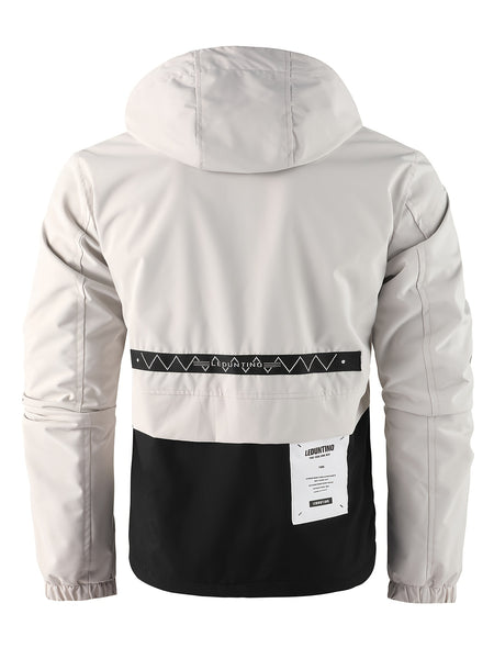Men's Fashion New Jacket Men's Spring Autumn Thin Casual Multi-Pocket Outdoor High Quality Jacket Coat Men Detachable Hood Outdoor Trendy Design Waist Double Pocket Jacket