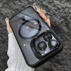 Phone Case: Stand Holder Cases for iPhone 16, 15, 14, 13, 12, 11 Pro Max Plus with Magsafe Magnetic Clear Camera Flip Cap Lens Protection Cover