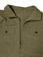 Men's Solid Color Cargo Jumpsuit with Full Zip, Long Sleeves and Front Pockets