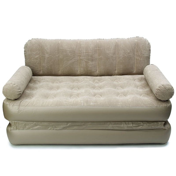 Inflatable Sofa Bed 2-in-1 Flocked Air Mattress Chair Guest Camping Lounge Home