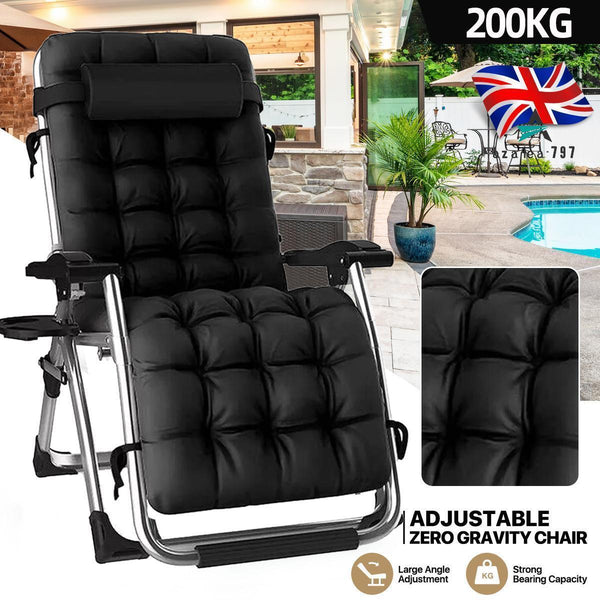 NEW Zero Gravity Chair Reclining Sun Lounger Outdoor Garden Folding Adjustable