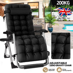 NEW Zero Gravity Chair Reclining Sun Lounger Outdoor Garden Folding Adjustable