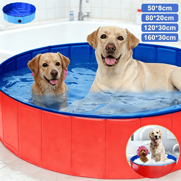 Heavy Duty Dog Swimming Pool, Dog Paddling Pool, PVC Board Pet Pool Quick Setup, Drainage Hole & Thickened Bottom For Small/Large Dogs Indoor & Outdoor Use