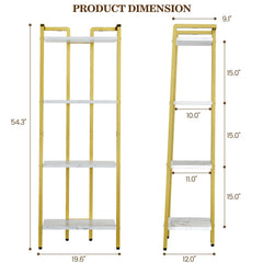4-Tier Heavy-Duty Iron Ladder Shelf Bookcase with Wide Base Suitable for Books, Plants, Storage - Freestanding Multi-Functional Shelf for Living Room, Office, Kitchen, Bathroom - Space-Saving Vertical Storage Rack for Modern Organization, Standing