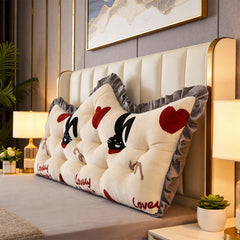 Luxurious Headboard Backrest Cushion with Ruffle Trim - Love Rabbit, Large Backrest Pillow, Princess-style Crown-Shaped Reading Cushion, Perfect for Bedroom/Sofa/Chair/Home Decor
