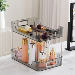 Grey/Clear/Green Stackable Makeup Storage Box with Modern Acrylic Design, Cosmetic Display Organizer for Office Desk and Dressing Table, Practical Desktop Organizer Rack for Jewelry and Lipstick, Perfect Gift Idea for Women and Girls