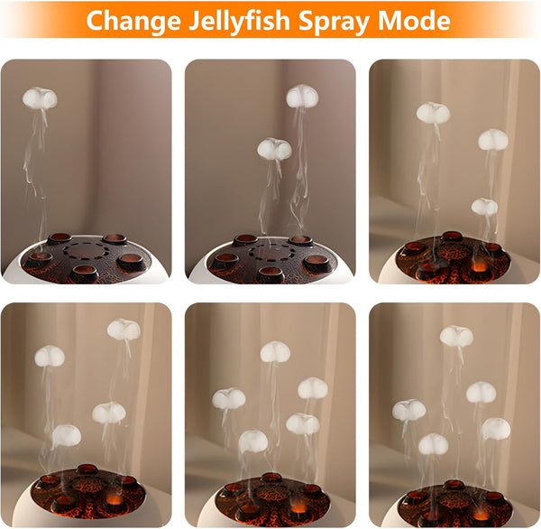 Essential Oil Diffuser for Bedroom, 250Ml Jellyfish Mist Flame Aromatherapy Air Humidifier, Aroma Diffuser with 8 Colour LED Lights, Timers, Waterless Auto Shut-Off