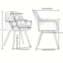 Contemporary Upholstered Velvet Dining Chairs Featuring Armrests, Suitable for Kitchens, Leisure Lounges, Living Rooms, Bedrooms, And Reception Areas