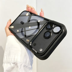 Phone Case: Luxury Magnetic Phone Case with Metal Camera Stand, Clear Transparent Shockproof Cover with Detachable Lens Film, Compatible for iPhone 17 Pro Max/16/15/14/13 Series
