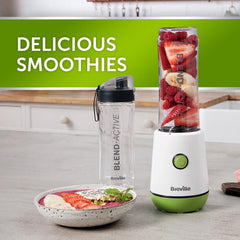 Breville Blend Active Personal Blender & Smoothie Maker | 350W | 2 Portable Blend Active Bottles (600Ml) | Leak Proof Lids | White & Green [VBL246]