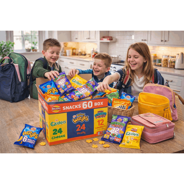 Walkers Crisps 60 Pack Snack Variety Box Quavers Baked Wotsits Mega Monster Munch Crisps Snack Mix Party Box Multi-Pack