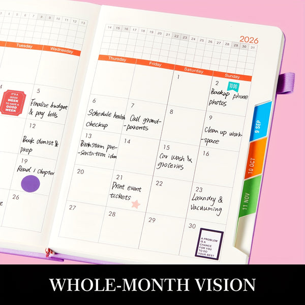 2026 Diary, A5 Diary Planner Daily and Monthly, Diary Page a Day Form January 2026 to December 2026, with Monthly Tabs | 4 Planning Stickers | Inner Pocket, 21.5 X 14.5cm