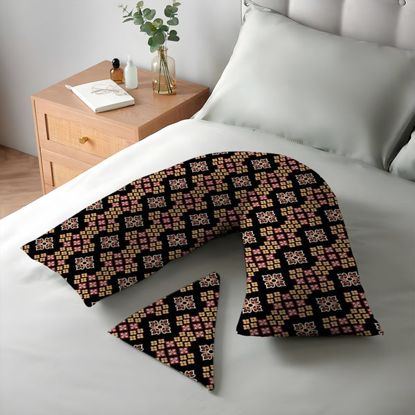 Printed V Pillow Cases Covers Easy Care Head Back Neck Maternity Support74x34cm