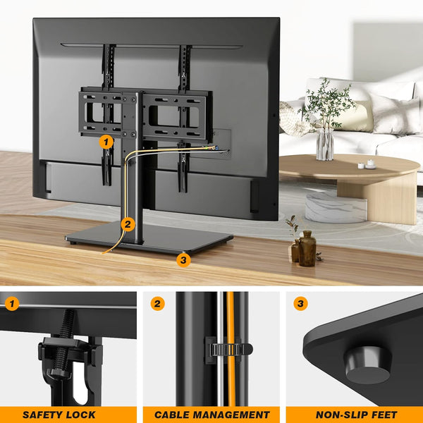Universal Table Top TV Stand - Swivel TV Stand Base for 26-55 Inch Lcd/Led/Oled/Plasma Tvs with Bracket Height Adjustable Max. VESA 400X400Mm up to 40KG1