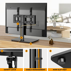 Universal Table Top TV Stand - Swivel TV Stand Base for 26-55 Inch Lcd/Led/Oled/Plasma Tvs with Bracket Height Adjustable Max. VESA 400X400Mm up to 40KG1