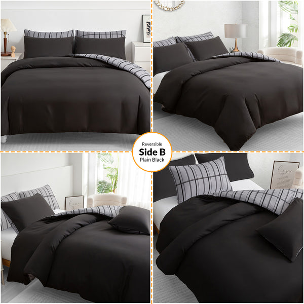 Luxury Reversible Duvet Cover Set with Matching Pillowcases – Single, Double, King & Super King Sizes – Soft Breathable Microfiber Bedding Set UK – Brick Pattern