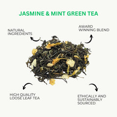 Tea Sampler Gift Set with Measuring Spoon – 4 Premium Loose Leaf Blends (4 × 25g, 40+ Cups) – English Breakfast, Earl Grey, Spiced Apple Chai & Jasmine Mint Green Tea – Luxury Gift Box