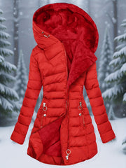 Women's Zip-Up Long Sleeve Slim Fit Padded Hooded Coat