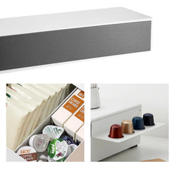 Modern Coffee Capsule Drawer Rack with Sliding Side Tray, Multi-Purpose Countertop Storage Box for Kitchens, Coffee Bars, Offices & Worktops