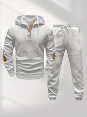 Men's Casual Fashion Set: Knitted Jacquard Hoodie and Sweatpants 2pcs Set