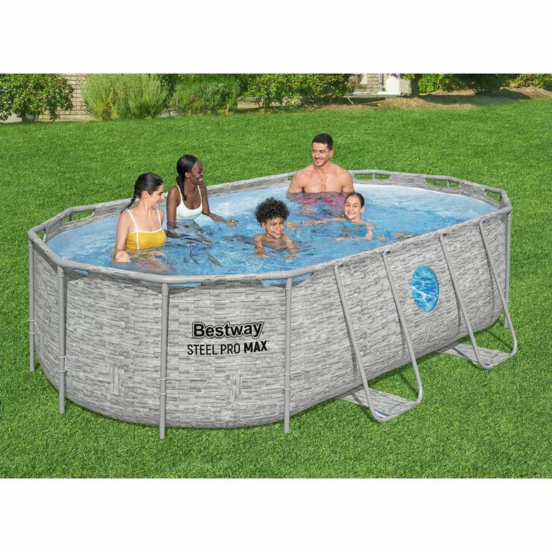 Bestway® 14Ft (4.2M) Steel Pro MAX™ Splashview™ Oval above Ground Pool Set